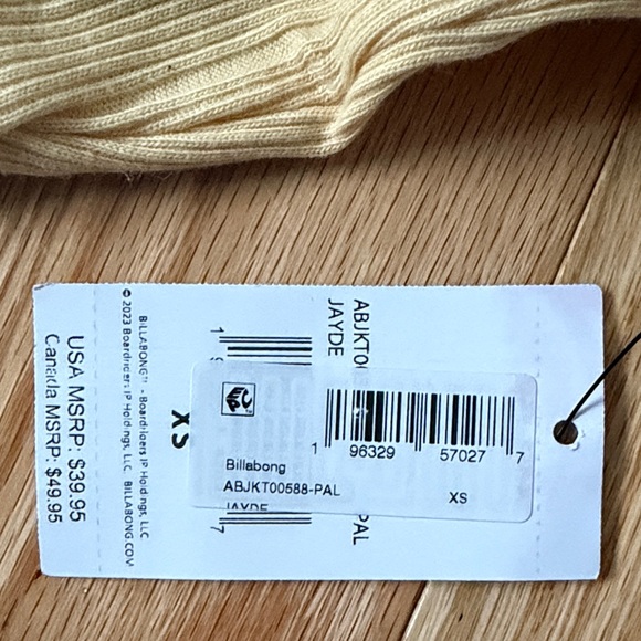 Billabong Jayde Rib Cotton -  Women's Light Yellow Ribbed Top - size XS - Picture 4 of 4